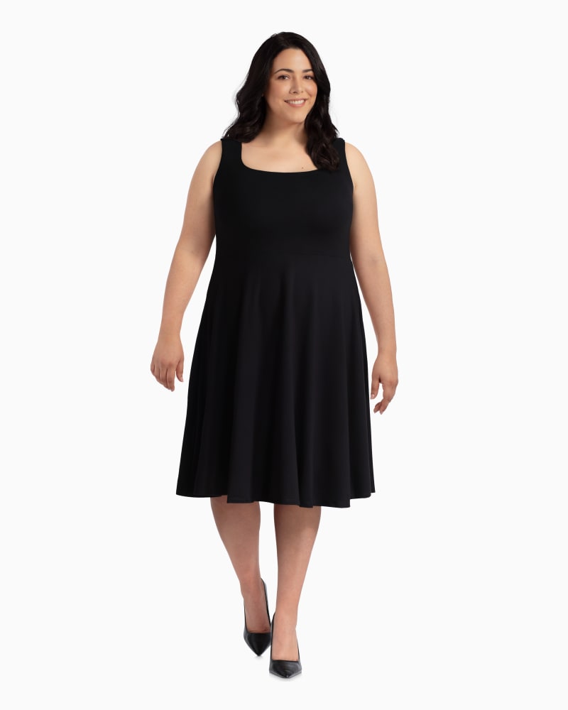 Plus size model with rectangle body shape wearing Terry-Ann A-Line Dress by Marybelle | Dia&Co | dia_product_style_image_id:110484